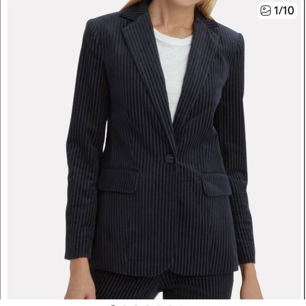Frame Corduroy Striped Timeless & Classic One Button Closure Blazer